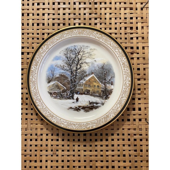 Lenox Plate, “Winter In The Country A Cold Morning” 1987 Limited Currier & Ives - Picture 1 of 10